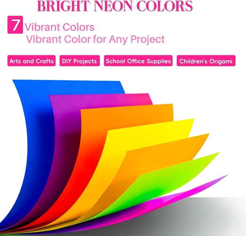 Magecubiku Colored Copy paper 8.5X11 Inches,140 Sheets 20 lb/80GSM 7 Colors Neon Fluorescent Letter Size Printer Multipurpose Paper for Office School Education Daily Printing,Document Copying,Study - Image 2